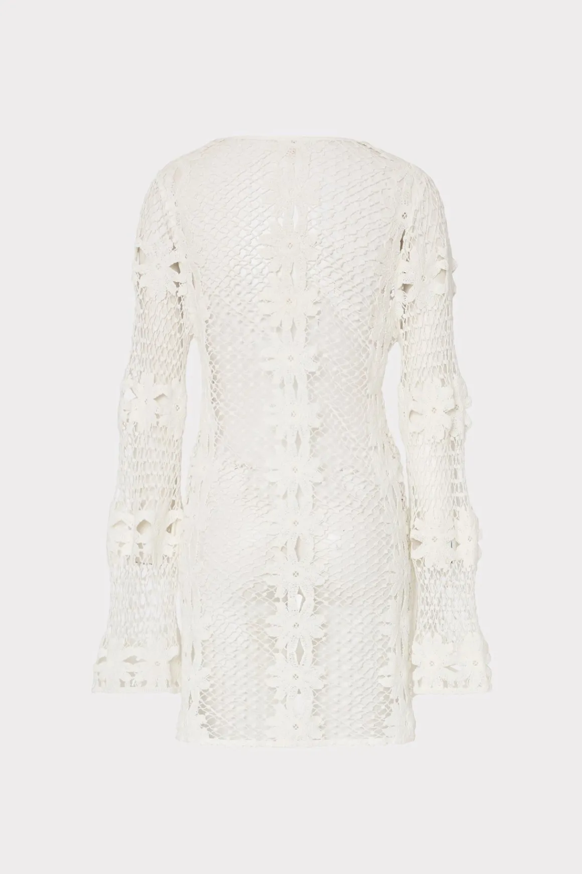 MILLY Cover-Ups-Floral Crochet Coverup Dress White