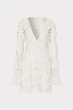MILLY Jumpsuits & Rompers-Floral Crochet Coverup Dress White