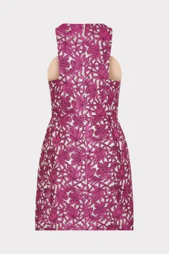 MILLY Mini Dresses-Floral Jacquard Mini Dress Pink