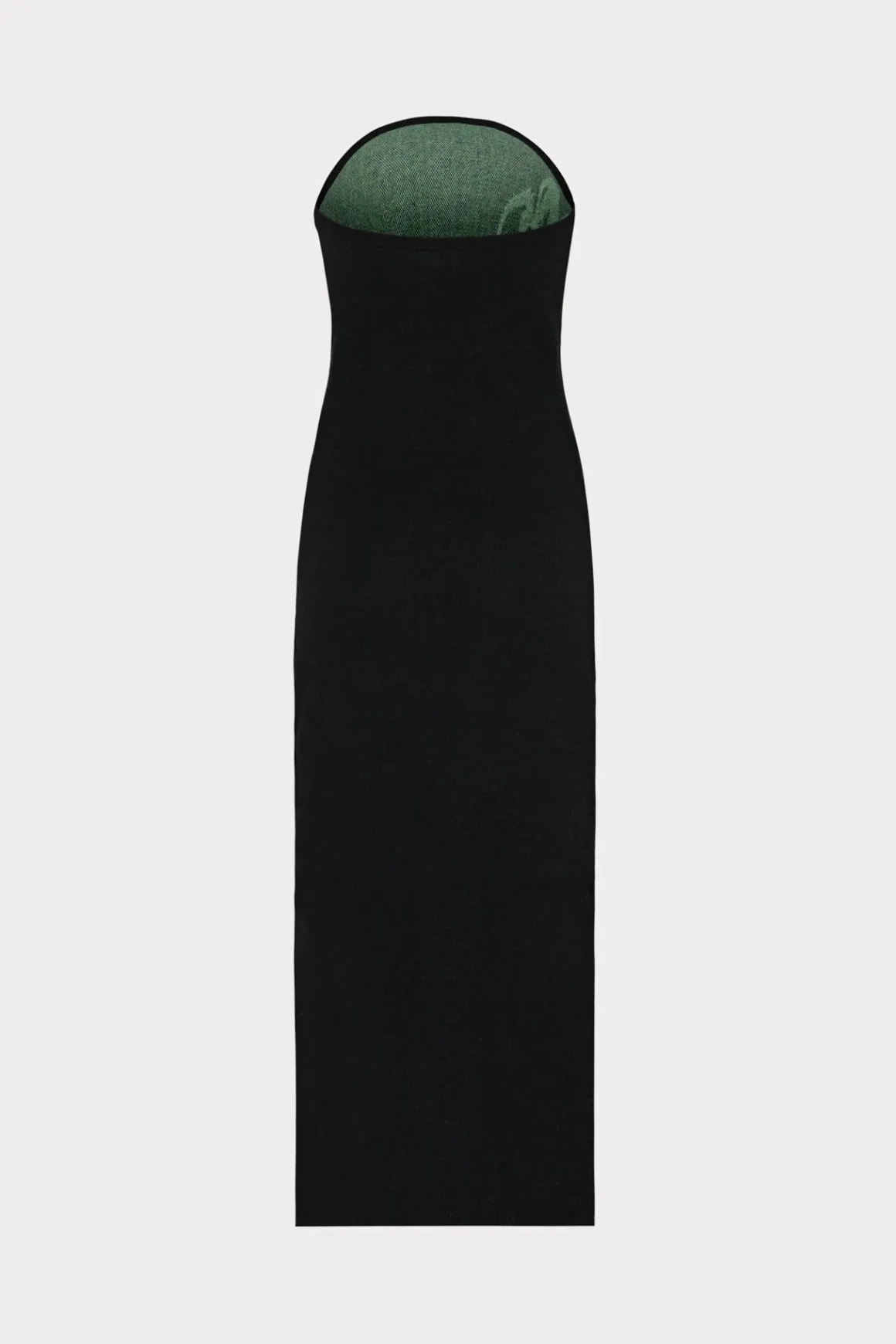 MILLY Day Dresses-Floral Jacquard Strapless Midi Dress Black Multi