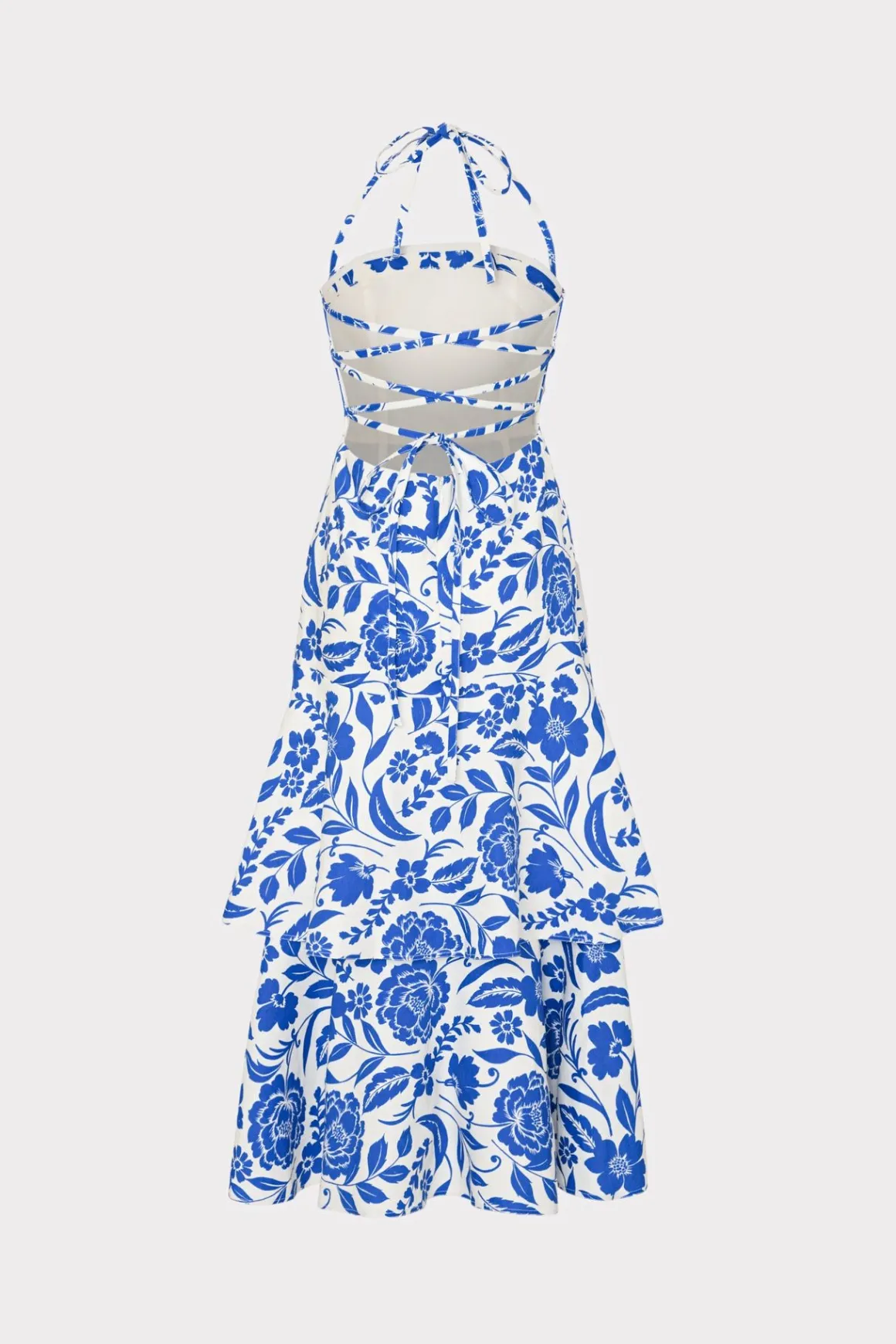 MILLY Day Dresses-Flowers Of Spain Linen Maxi Dress Blue/White