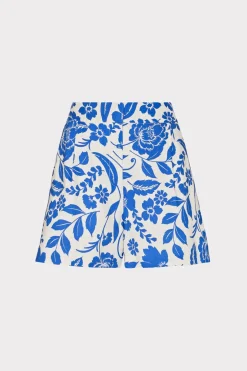 MILLY Shorts-Flowers Of Spain Linen Shorts Blue/White