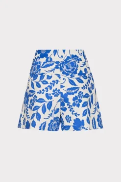 MILLY Matching Sets-Flowers Of Spain Linen Shorts Blue/White
