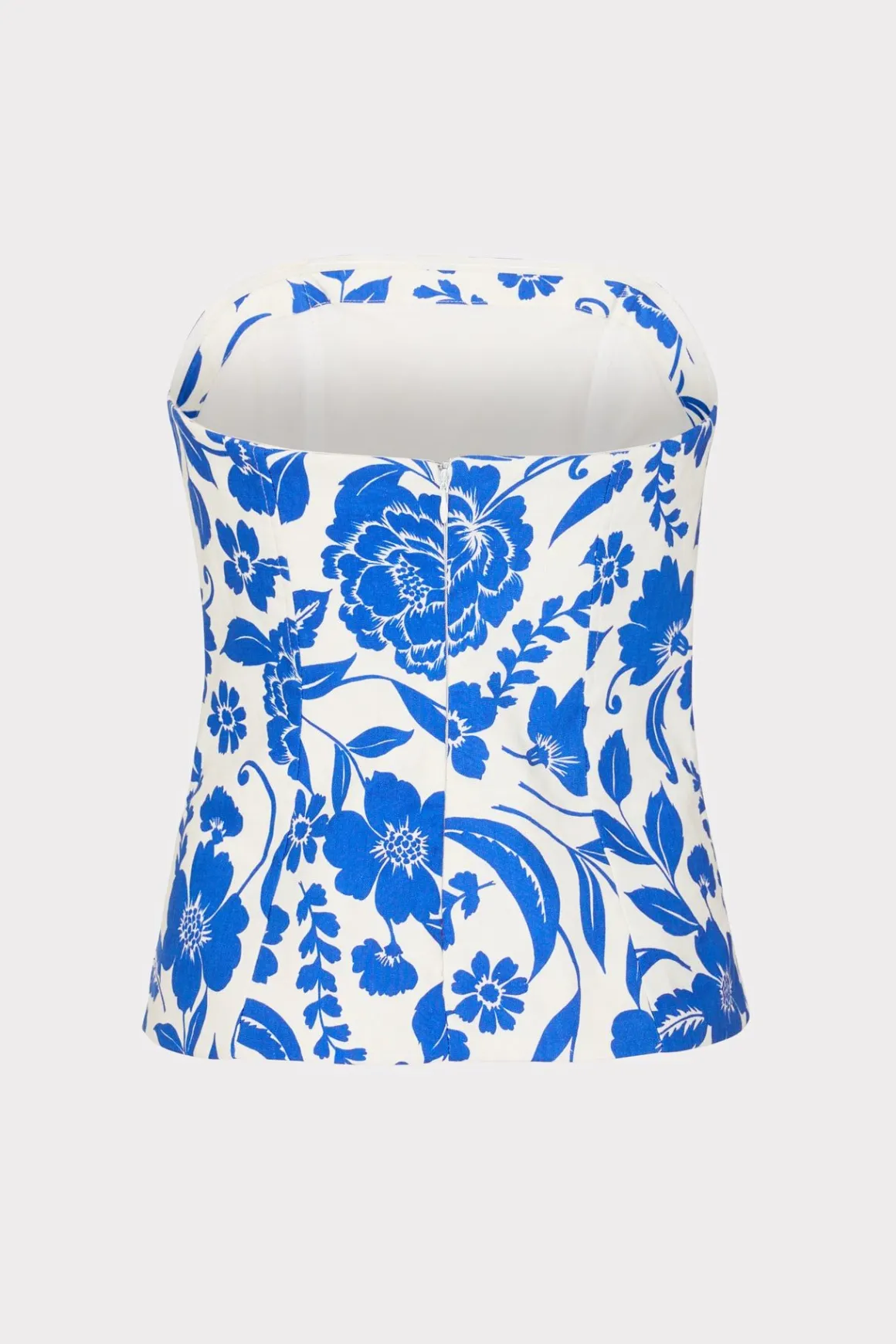 MILLY Matching Sets-Flowers Of Spain Linen Top Blue/White