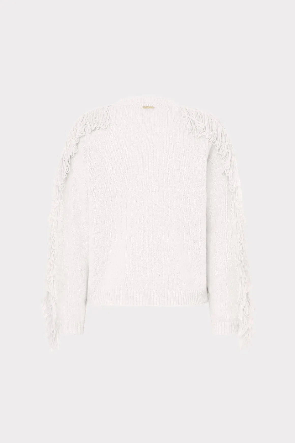 MILLY Sweaters & Knits-Fringe Sleeve Crewneck Sweater Ecru