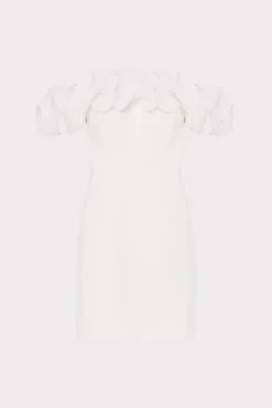 MILLY White Dresses-Gizelle Ruffle Off The Shoulder Dress Ecru