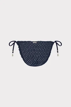 MILLY Jumpsuits & Rompers-Glimmer String Bikini Bottom With Crystal Applique Navy