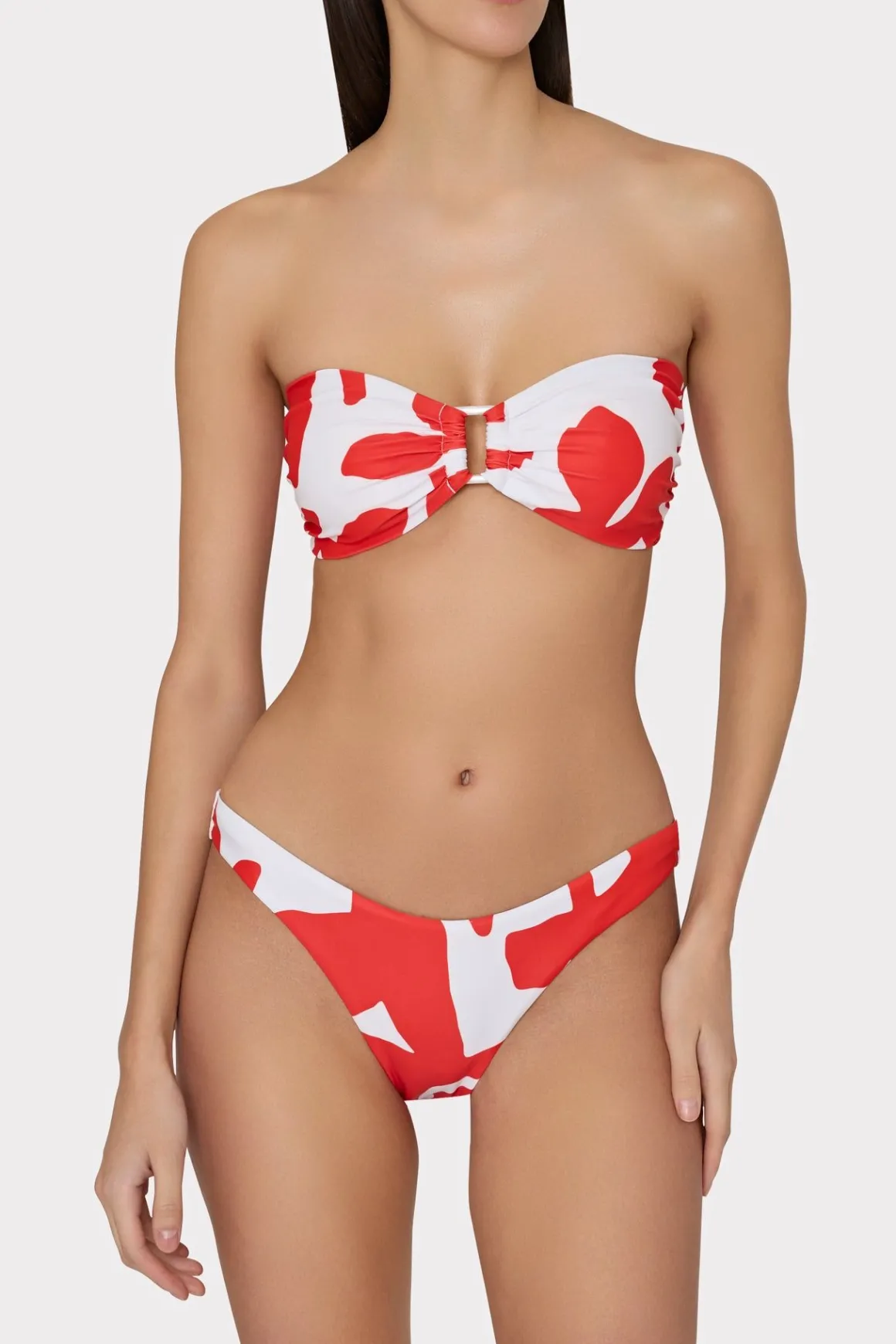 MILLY Jumpsuits & Rompers-Grand Foliage Bikini Top Red/White