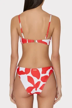 MILLY Jumpsuits & Rompers-Grand Foliage Bikini Top Red/White