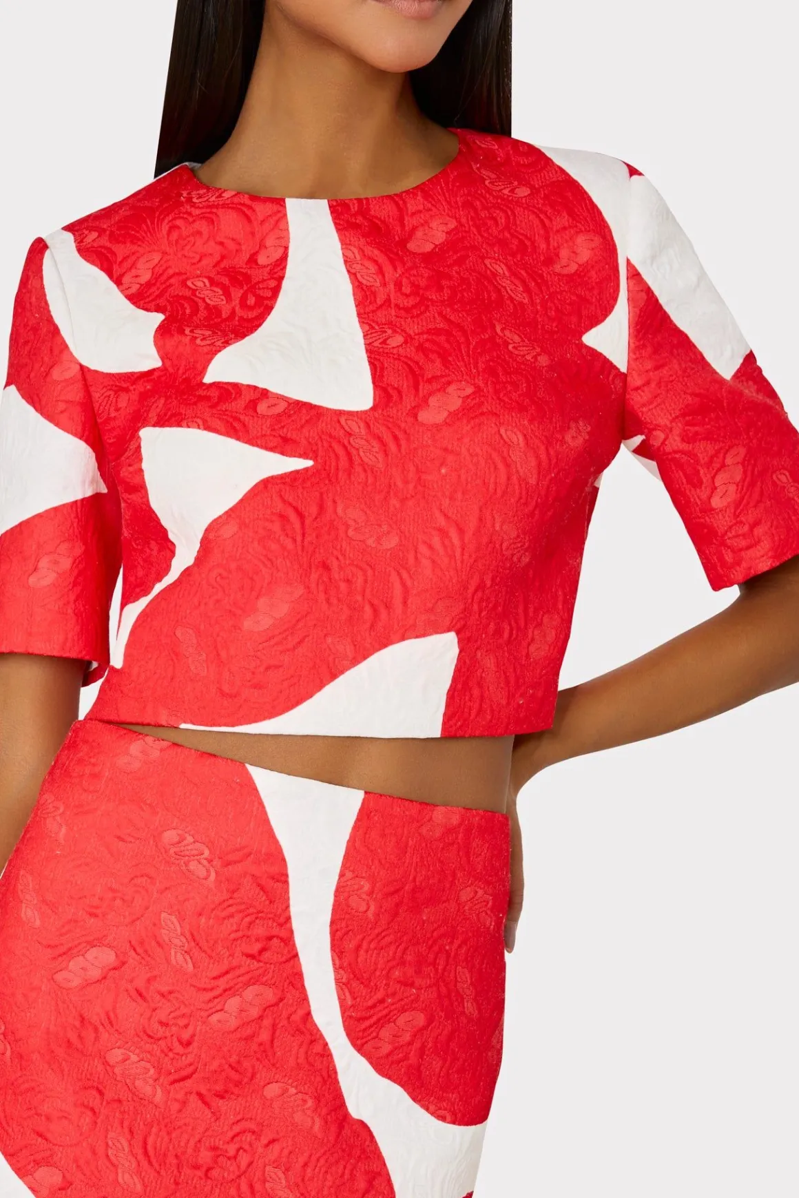 MILLY Skirts-Grand Foliage Modern Mini Skirt Red/White
