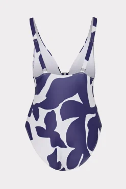 MILLY One Piece Swimsuits-Grand Foliage One Piece Navy/White
