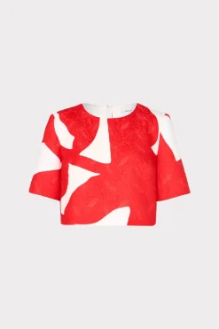 MILLY Matching Sets-Grand Foliage Top Red/White