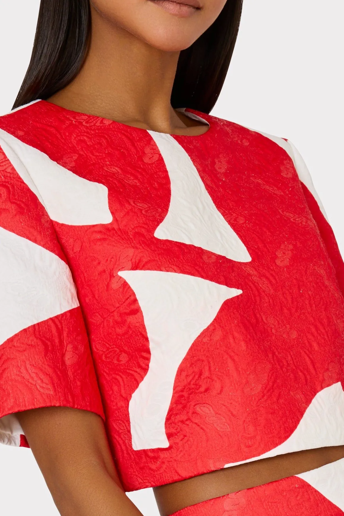 MILLY Matching Sets-Grand Foliage Top Red/White