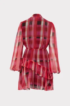 MILLY Mini Dresses-Hadlee Prep Plaid Dress Red Multi