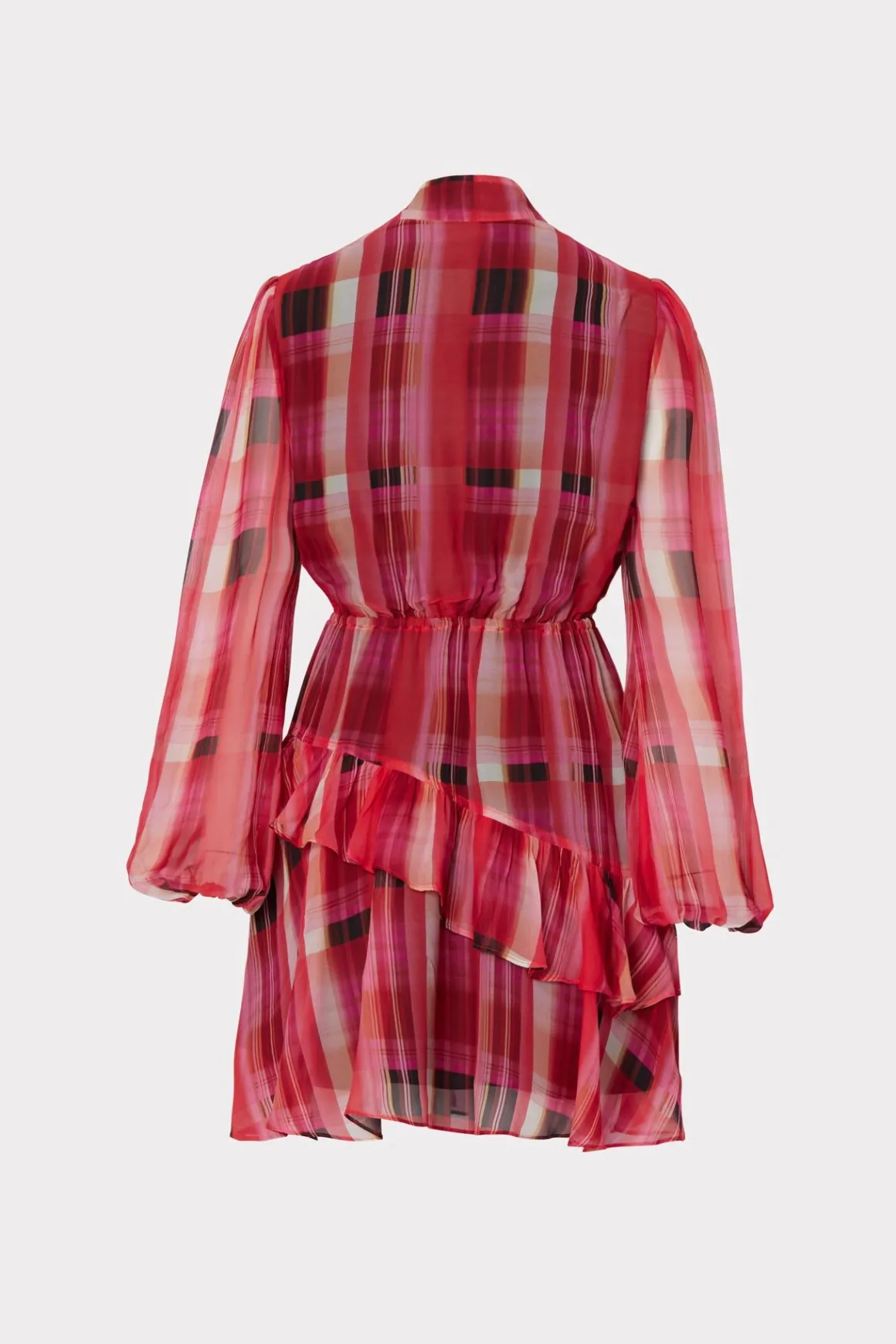 MILLY Mini Dresses-Hadlee Prep Plaid Dress Red Multi