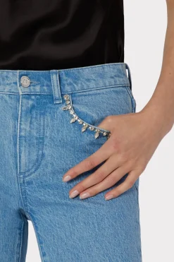 MILLY Denim-Hali Crystal Embellished Jeans Light Wash