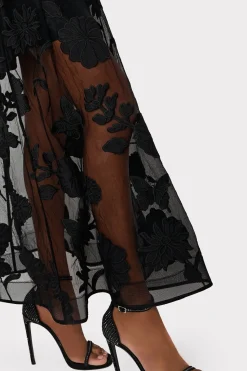 MILLY Maxi Dresses-Hannah 3D Butterfly Embroidery Dress Black