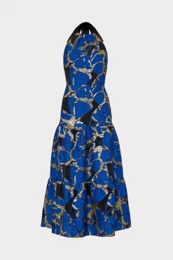 MILLY Jumpsuits & Rompers-Hayden Butterfly Jacquard Dress Blue Multi