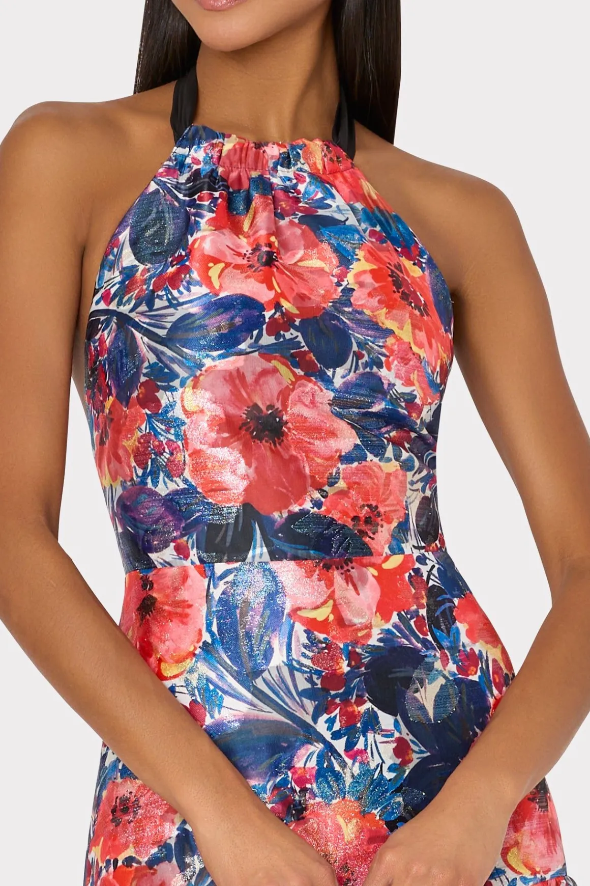 MILLY Cocktail Dresses-Hayden Watercolor Poppy Jacquard Dress Red Multi