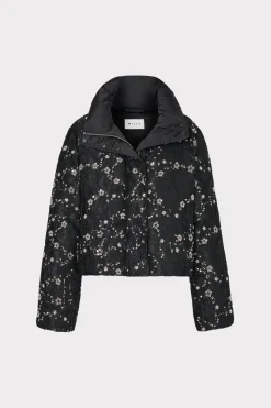 MILLY Coats & Jackets-Hayes Cropped Beaded Puffer Black