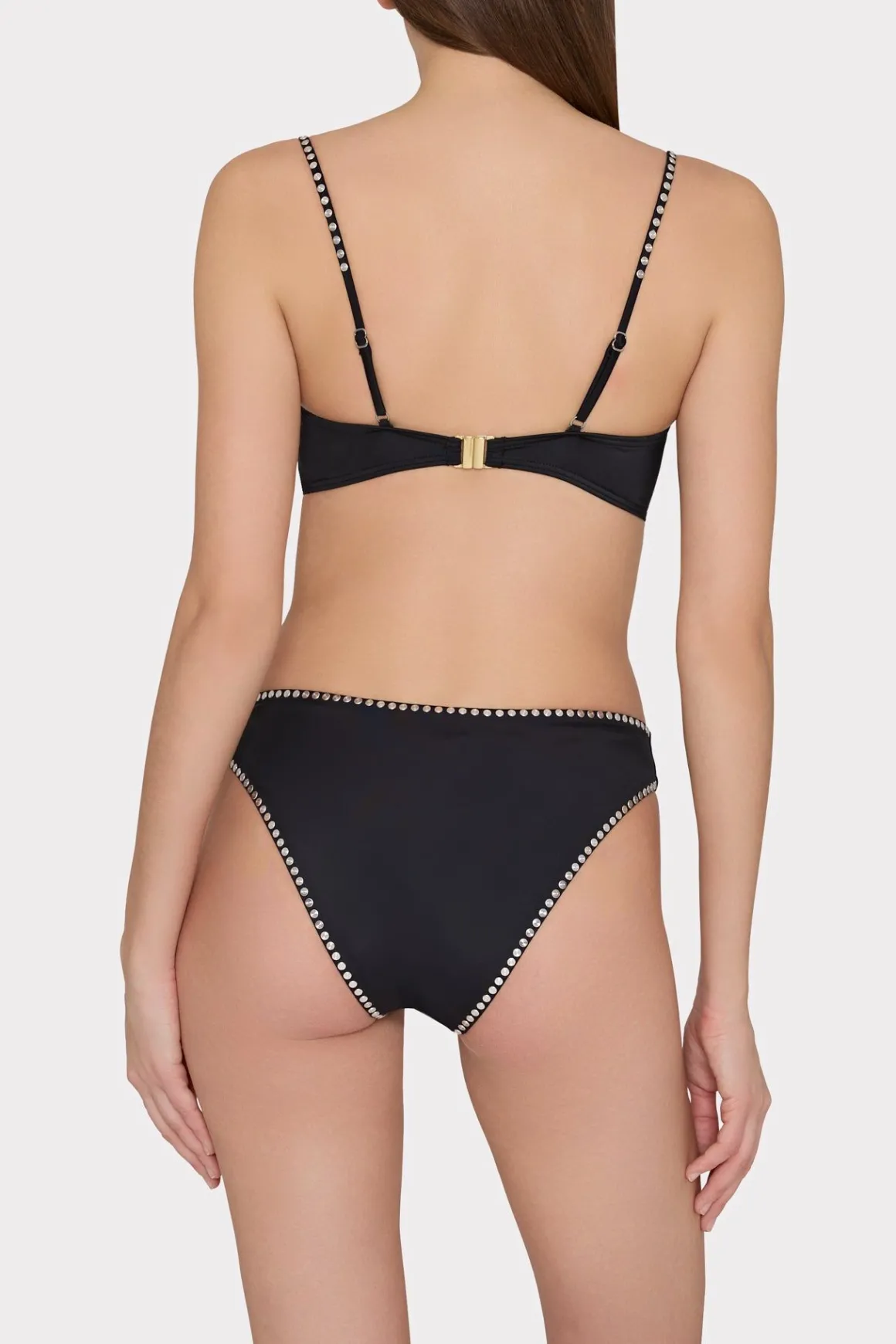 MILLY Jumpsuits & Rompers-Heat Set Embellishment Bikini Bottom Black