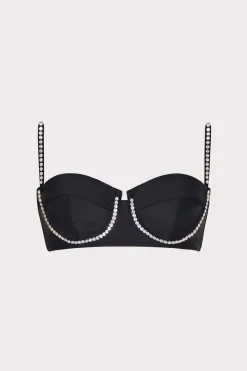 MILLY Jumpsuits & Rompers-Heat Set Embellishment Bikini Top Black