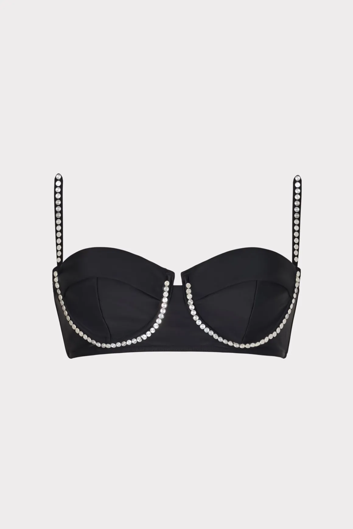 MILLY Jumpsuits & Rompers-Heat Set Embellishment Bikini Top Black