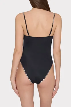 MILLY One Piece Swimsuits-Heat Set Embellishment Underwire One Piece Black