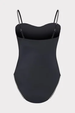 MILLY One Piece Swimsuits-Heat Set Embellishment Underwire One Piece Black