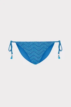 MILLY Jumpsuits & Rompers-Jacquard String Bikini Bottom Blue Multi