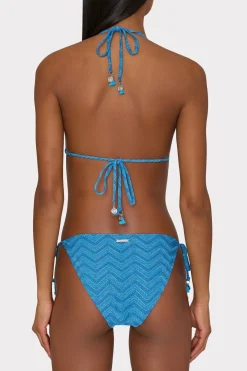 MILLY Jumpsuits & Rompers-Jacquard String Bikini Top Blue Multi