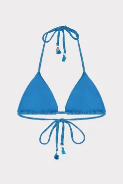 MILLY Jumpsuits & Rompers-Jacquard String Bikini Top Blue Multi