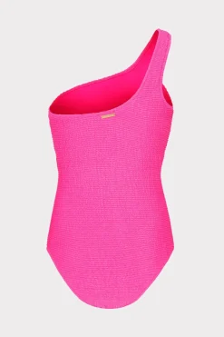 MILLY One Piece Swimsuits-Joni One Shoulder One Piece Neon Pink