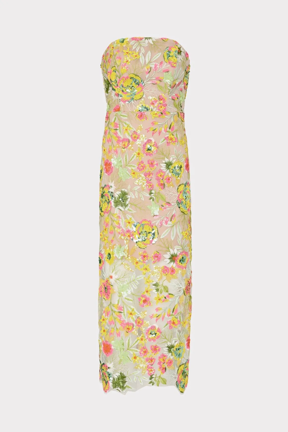 MILLY Cocktail Dresses-Kait Botanical Petals Sequins Dress Green Multi