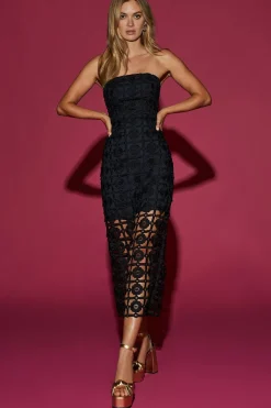 MILLY Little Black Dresses-Kait Tile Lace Dress Black