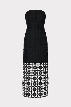 MILLY Jumpsuits & Rompers-Kait Tile Lace Dress Black