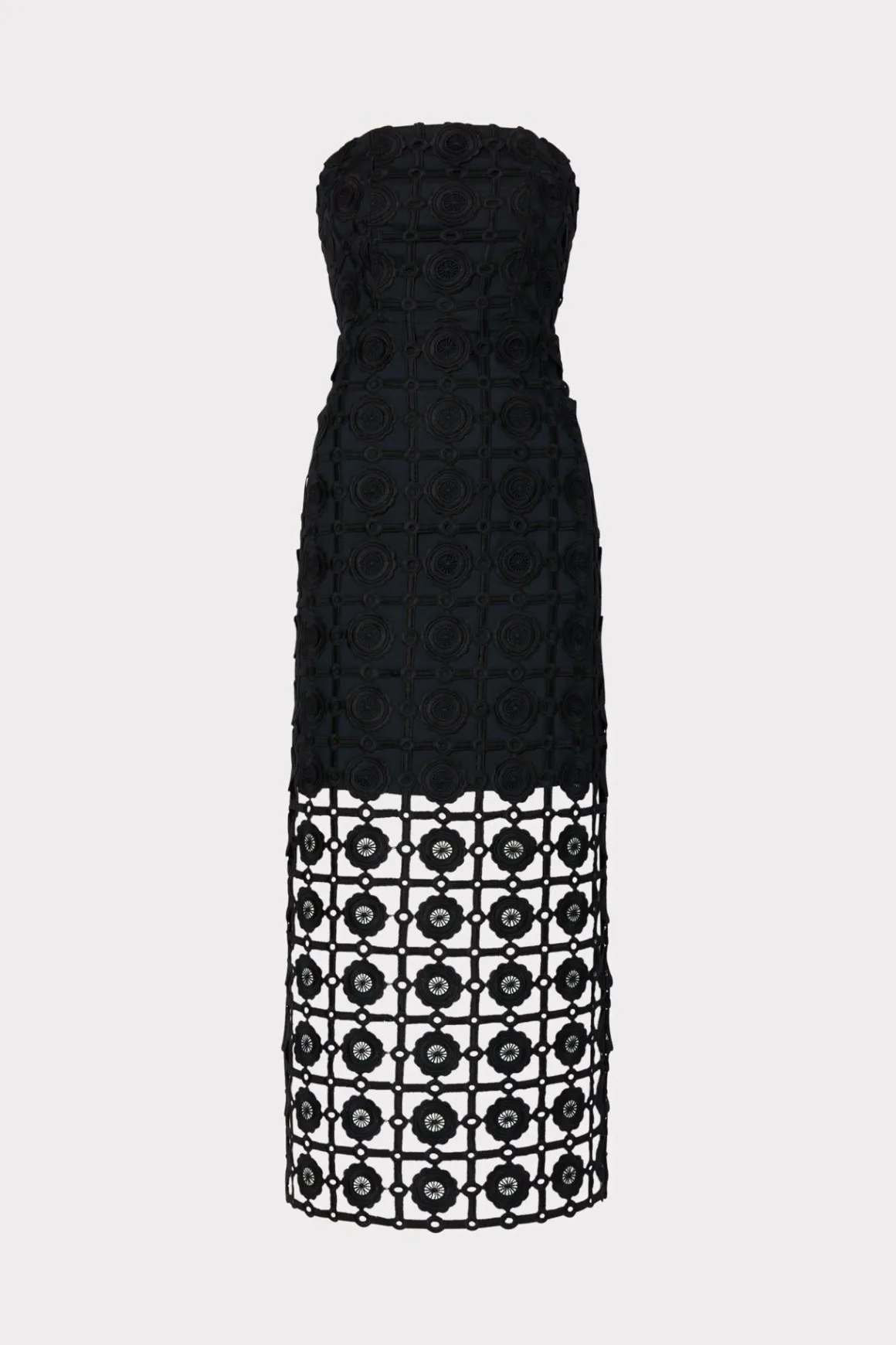 MILLY Jumpsuits & Rompers-Kait Tile Lace Dress Black