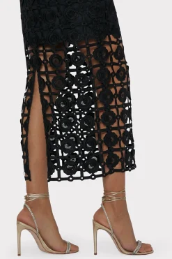 MILLY Guest Of Dresses-Kait Tile Lace Dress Black