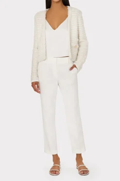 MILLY Coats & Jackets-Knit Textured Boucle Cardigan Jacket Ecru Multi
