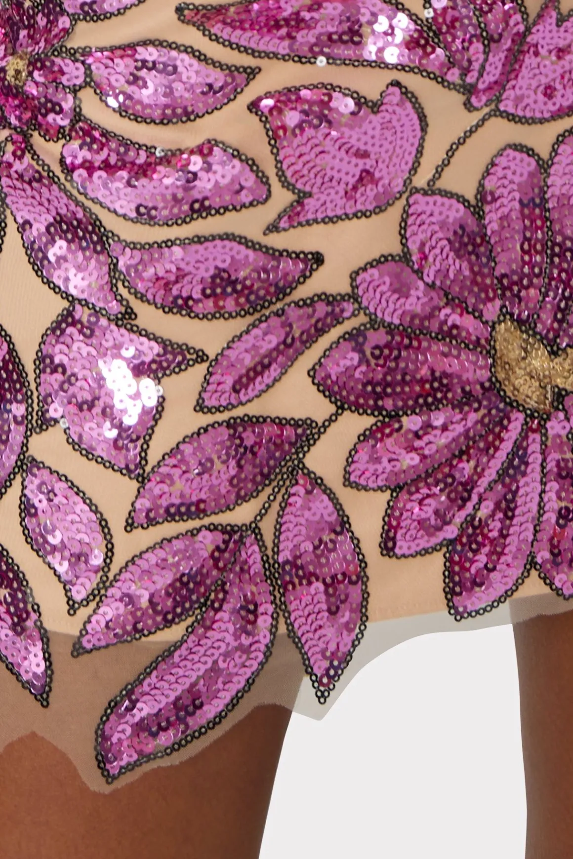 MILLY Skirts-Kristina Floral Garden Sequins Skirt Pink Multi