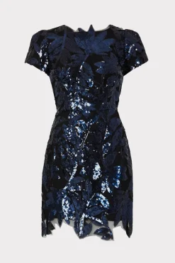 MILLY Jumpsuits & Rompers-Kyla Floral Sequins Dress Navy