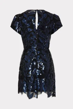 MILLY Jumpsuits & Rompers-Kyla Floral Sequins Dress Navy