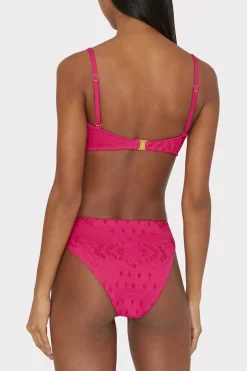 MILLY Jumpsuits & Rompers-Lace Eyelet Bandeau Bikini Top Pink