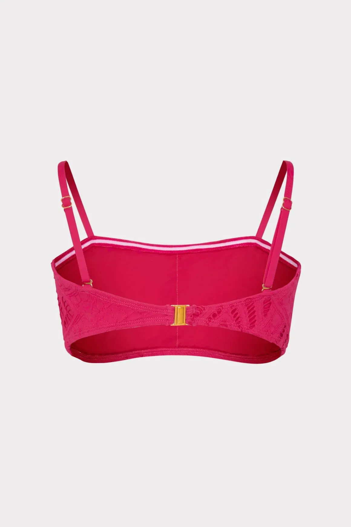 MILLY Jumpsuits & Rompers-Lace Eyelet Bandeau Bikini Top Pink