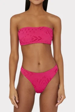 MILLY Bikinis-Lace Eyelet Bandeau Bikini Top Pink