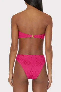 MILLY Bikinis-Lace Eyelet Bandeau Bikini Top Pink