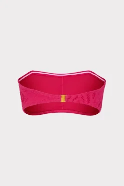 MILLY Bikinis-Lace Eyelet Bandeau Bikini Top Pink
