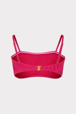 MILLY Bikinis-Lace Eyelet Bandeau Bikini Top Pink