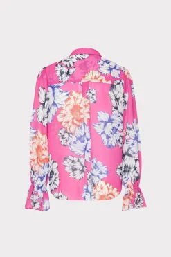 MILLY Jumpsuits & Rompers-Lacey Petals In Bloom Blouse Pink Multi