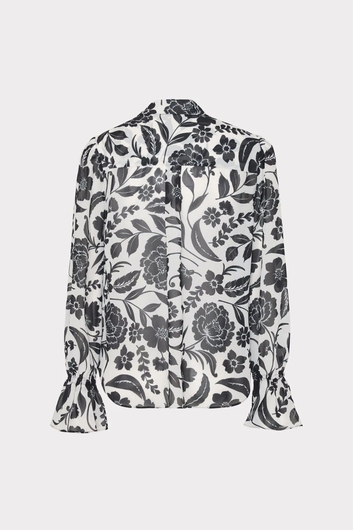 MILLY Tops-Lacey Petals In Bloom Blouse Black Multi